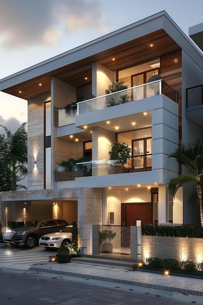 A threestory modern villa