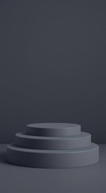 Threetiered circular platform on gray background