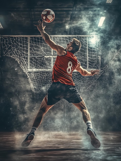 Photo thrilling handball shot at goal