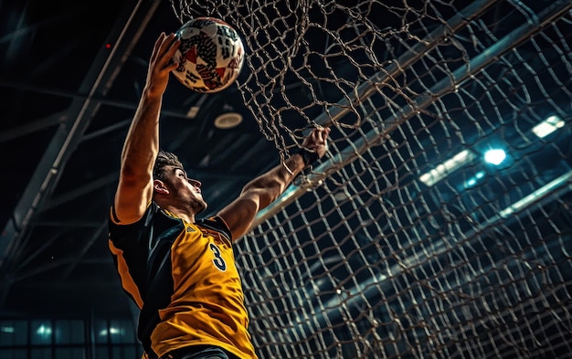 Photo thrilling handball shot at goal