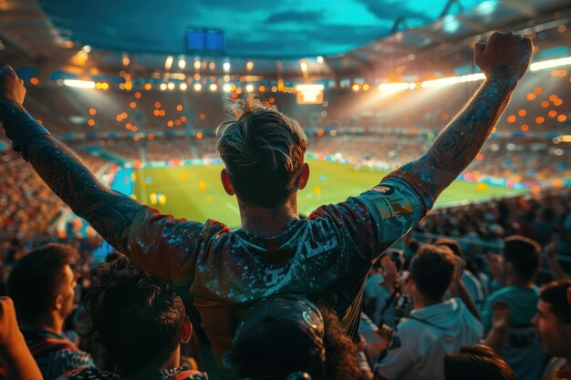 Photo thrilling moment at soccer stadium