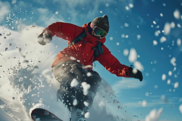 Thrilling Snowboarding Action Shot Outdoor Adventure