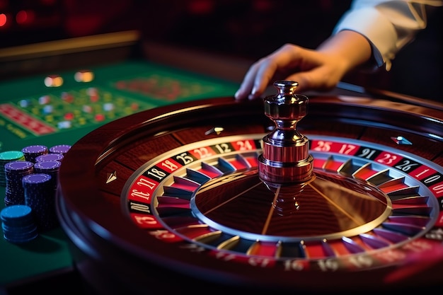 The Thrilling Spin A CloseUp on the Game of Roulette in a Casino