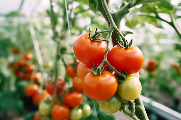 Thriving cherry tomato plants growing in the garden Generative AI