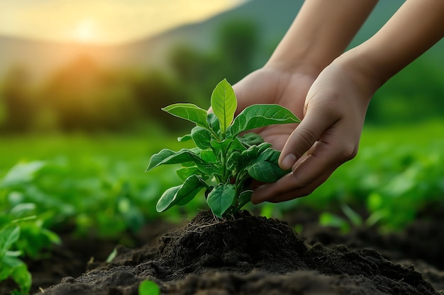 Photo thriving green fields sustainable agriculture for a healthier planet