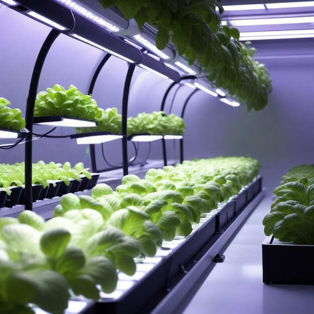 Thriving Rows of Plants in a Modern Greenhouse with Optimal Growth Conditions