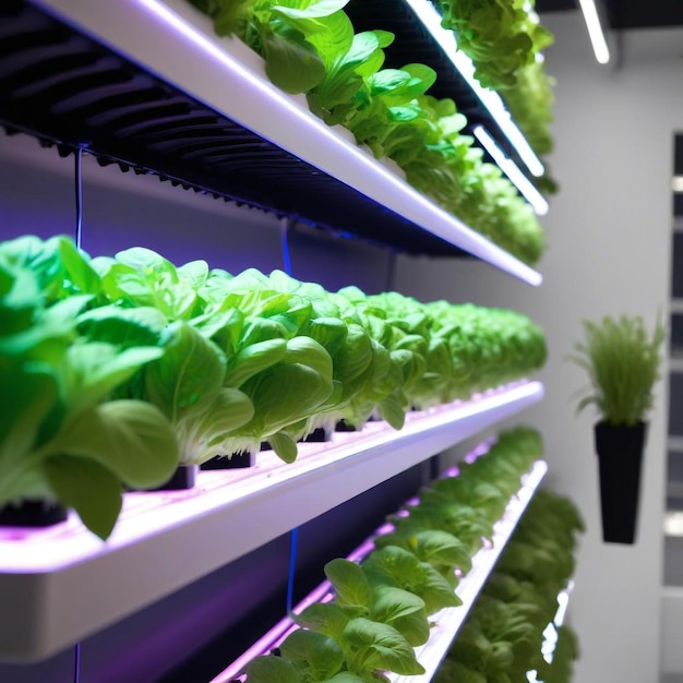 Thriving Rows of Plants in a Modern Greenhouse with Optimal Growth Conditions