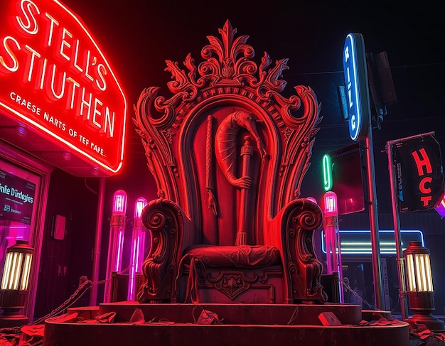 Photo throne chair with neon