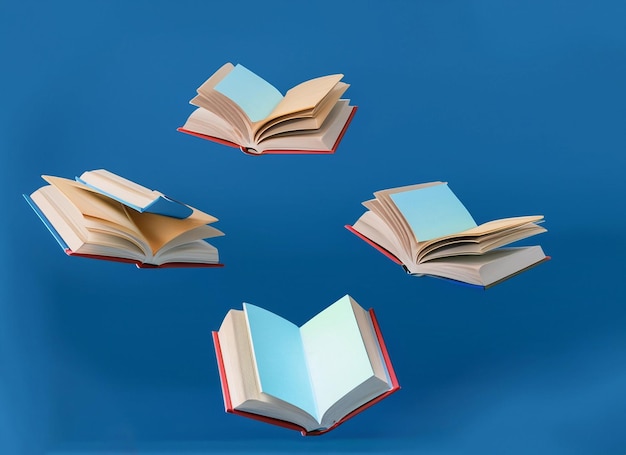 Throwing books flying books isolated on white background with clipping path