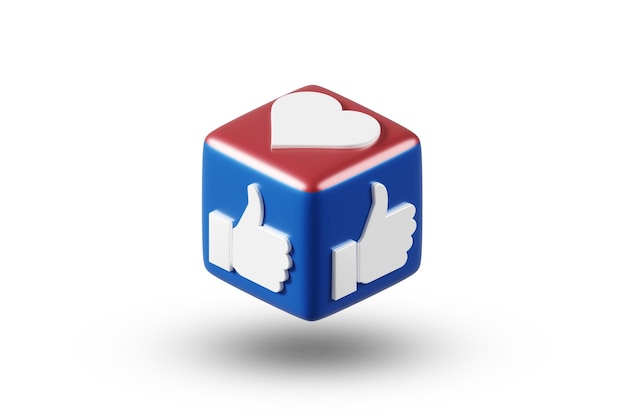 Thumb up and heart icon like and love button for website and mobile app Isolated on white 3d render