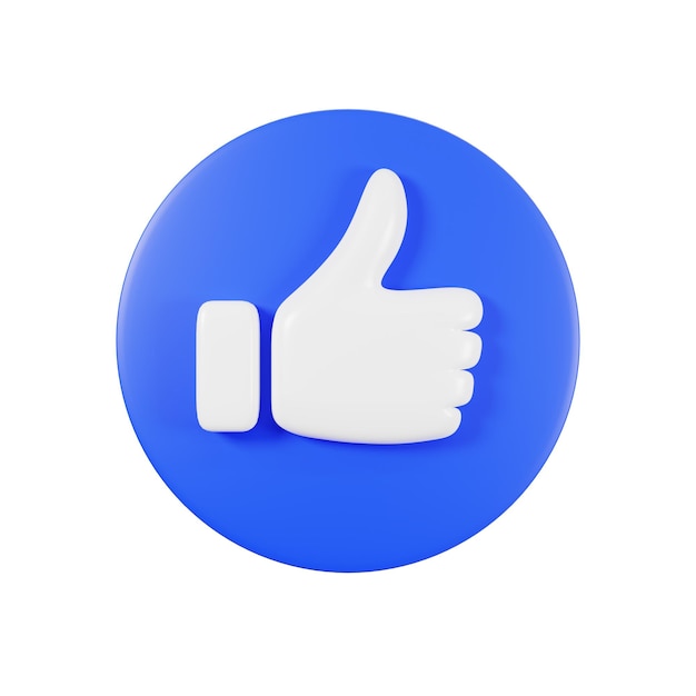 Thumb up Like icon social media icon isolated on white background with clipping path 3D render