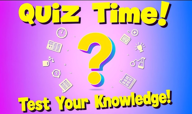 Photo thumbnail template flat design for a quiz text test