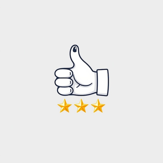 Thumbs Up with Golden Stars Review and Feedback Reward Icon