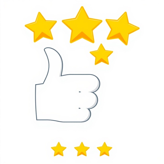 Thumbs Up with Golden Stars Review and Feedback Reward Icon