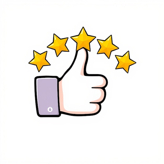 Thumbs Up with Golden Stars Review and Feedback Reward Icon