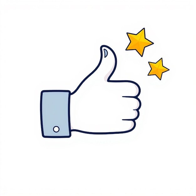 Thumbs Up with Golden Stars Review and Feedback Reward Icon