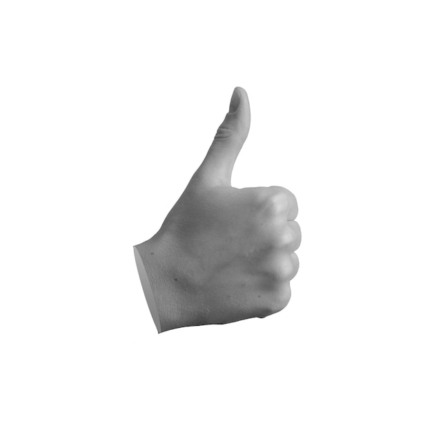 Thumbup gesture thumb up sign hand showing ok approval yes okay isolated on white background