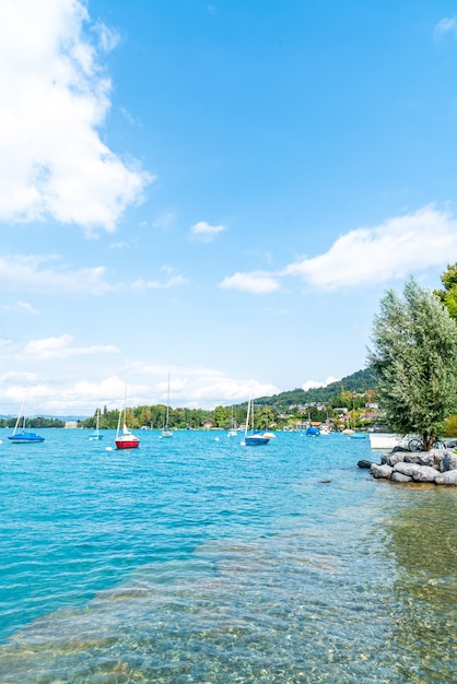 Thun lake with mountain in Switzerland