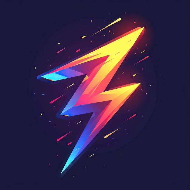 thunder logo 2d vector art flat colors Generate AI