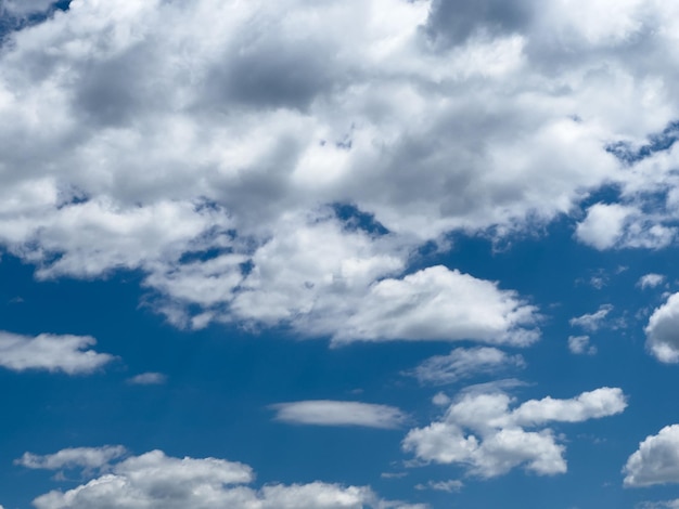 Thunderclouds float across the blue sky