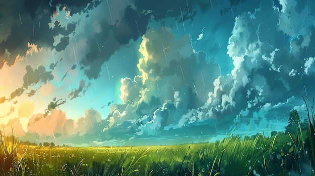 Thunderous Summer Skies An Anime Inspired Illustration