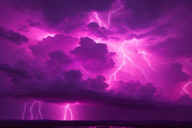 Thunderstorm Sky Pink Thunderstorm Background Pink Thunderstorm Wallpaper Pink Stormy sky Background Rainy Sky Storm clouds Ai Generative