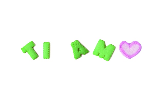 TI AMO meaning I LOVE YOU in Italian spelled with green alphabet cookies and marshmallow