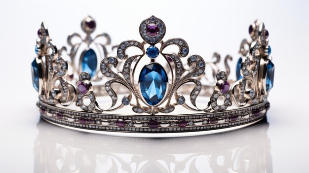 A tiara adorned with stunning blue and purple stones fit for royalty