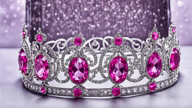 a tiara with diamonds on it and a purple background