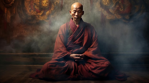 Tibetan Monk in Meditation