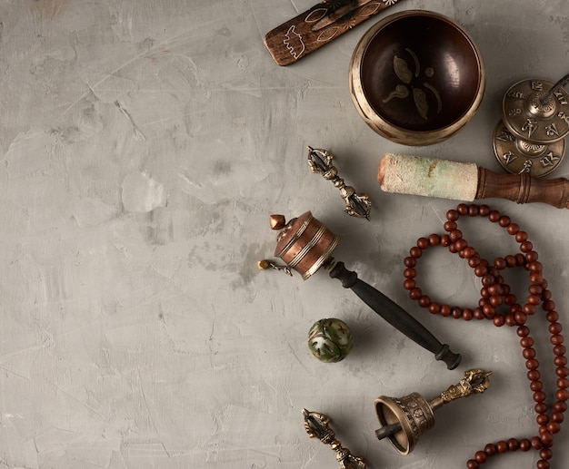 Tibetan singing copper bowl with a wooden clapper