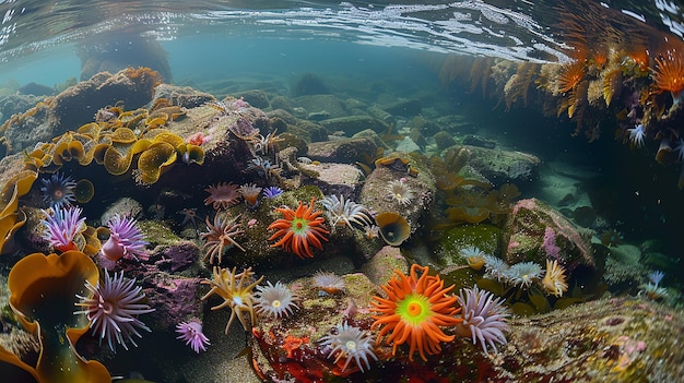 Photo tidal pools with diverse marine life