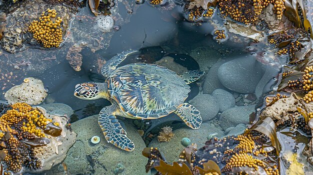 Photo tidal pools with diverse marine life