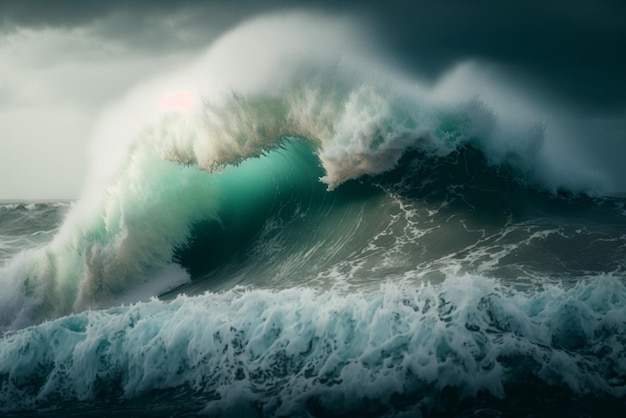 a tidal wave representing the immense power of the ocean