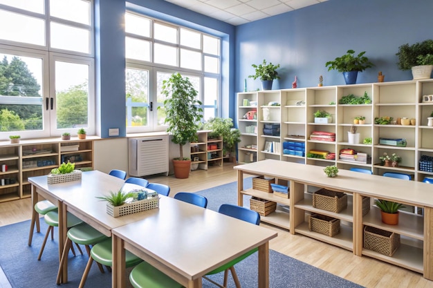 Photo tidy classroom books ans shelves and pencil all neatly arr aged in trays