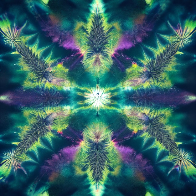 Tie dye background with marijuana leaf hippie colorful wallpaper