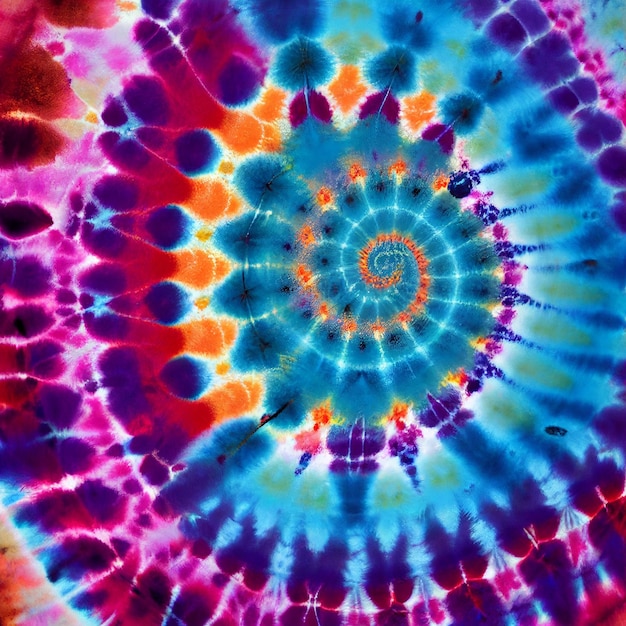 Tie dye background with swirl or spiral hippie colorful wallpaper