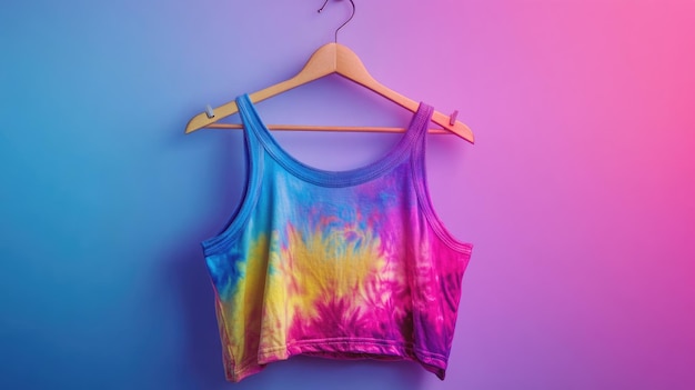 Photo tiedye tank top on a colorful gradient background