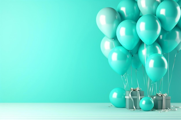 Tiffany blue balloons and gift boxs decorate