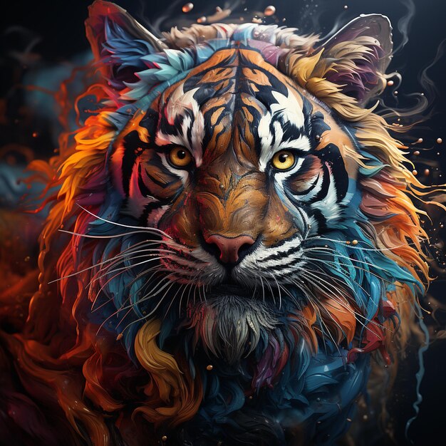 Tiger on acid melting stunning painting generative ai