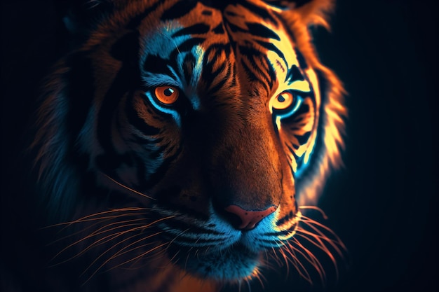 Tiger on a black background