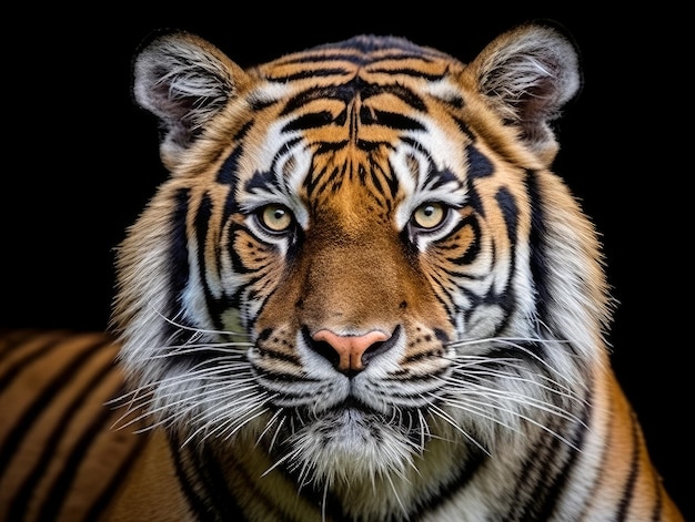 Tiger on a black background