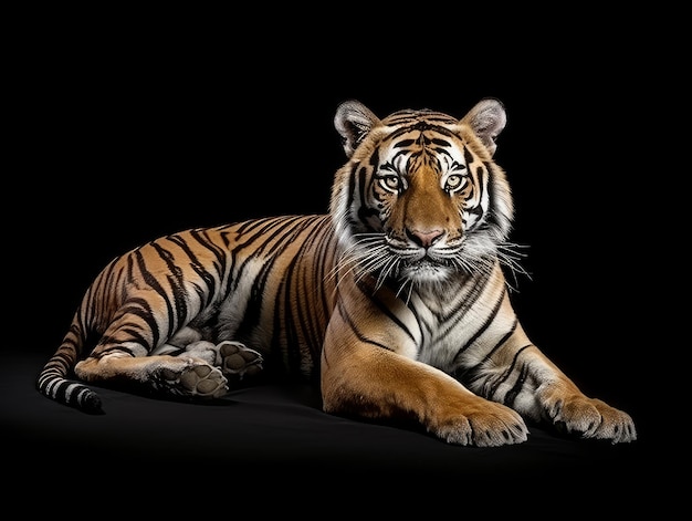 Tiger on a black background