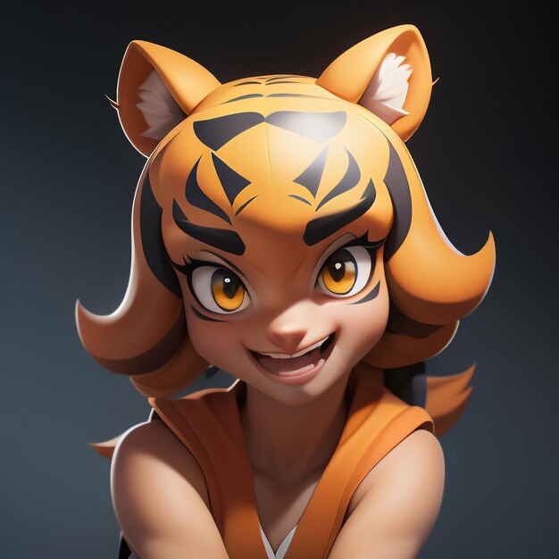 Photo tiger cartoon animal icon image cute comic style wild animal illustration 3d rendering c4d