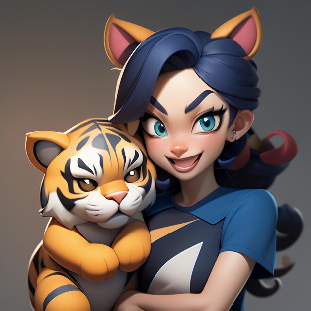 Tiger cartoon animal icon image cute comic style wild animal illustration 3D rendering C4D