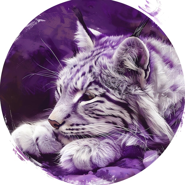 Photo a tiger cub is shown in purple and has a purple circle on the front