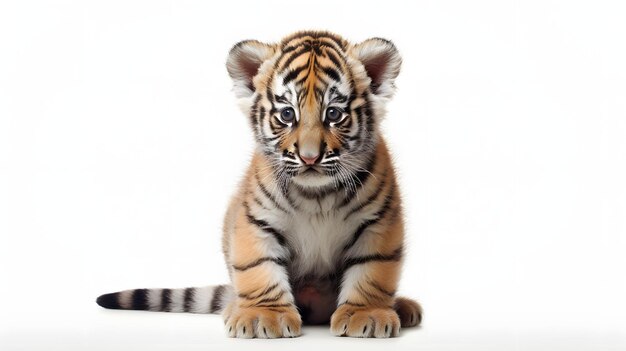 Tiger cub on white background