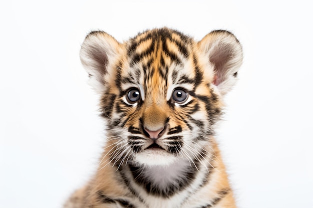 A tiger cub with a white background