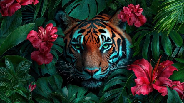 Photo tiger design background vibrant and bold