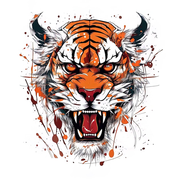 Tiger face art illustration